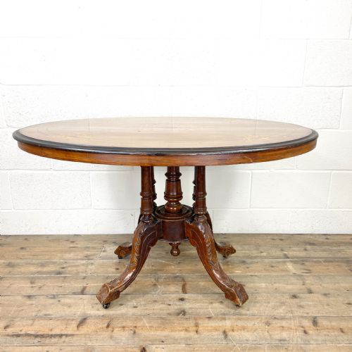 Victorian Walnut Inlaid Tilt Top Centre Table
