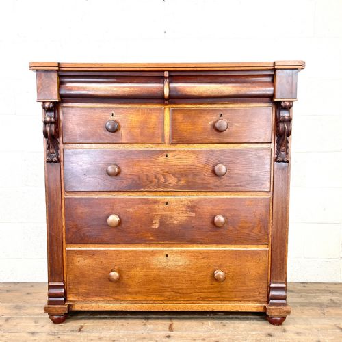 Large Victorian Oak and Mahogany Chest of Drawers