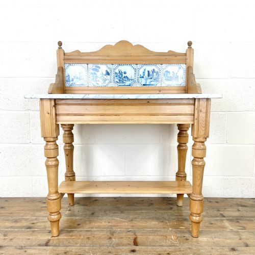 Antique Pine and Marble Washstand