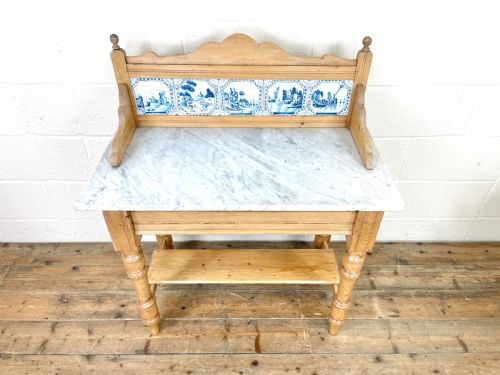 fig 1. Antique Pine and Marble Washstand