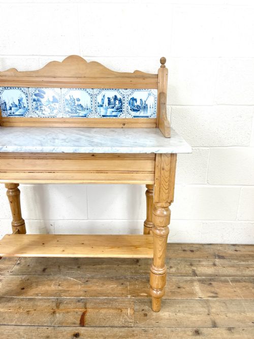 fig 2. Antique Pine and Marble Washstand