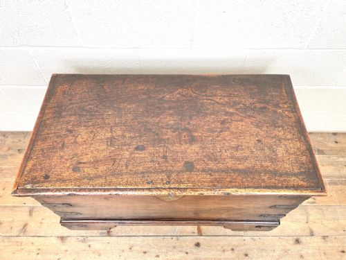 fig 2. Antique Mahogany Metal Bound Trunk with Wheels