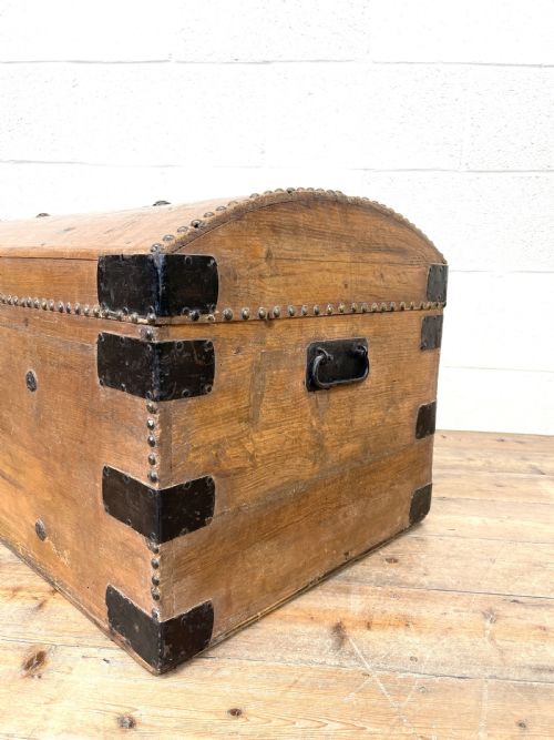 fig 1. Rustic Antique Pine Dome Top Trunk