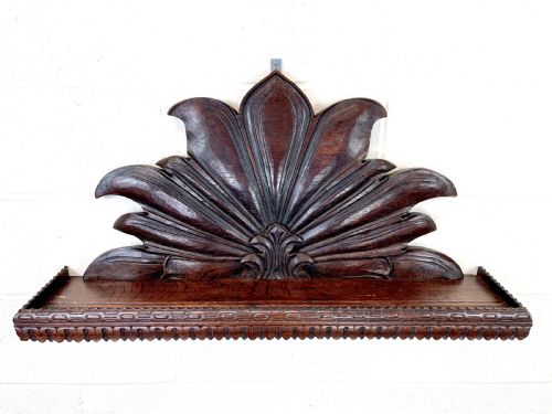 Victorian Carved Oak Wall Hanging Shelf