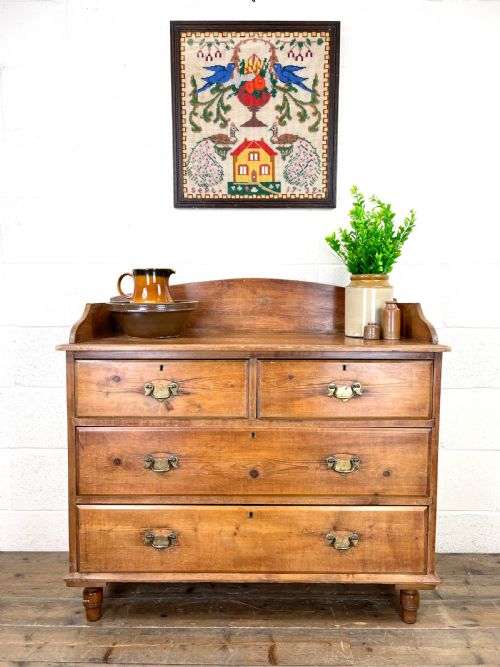 fig 1. Victorian Pine Chest of Drawers with Gallery Back