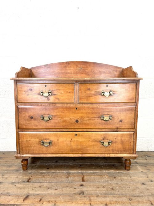 Victorian Pine Chest of Drawers with Gallery Back