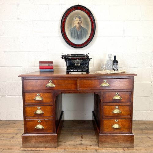 fig 1. Antique Mahogany Pedestal Desk