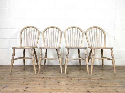 Set of Four Rustic Hoop Back Kitchen Chairs