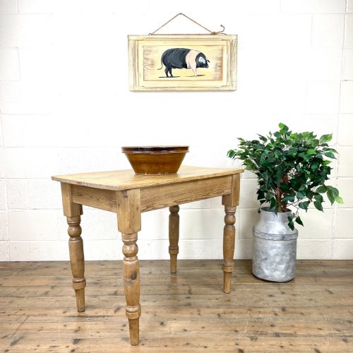 fig 1. Small Antique Pitch Pine Kitchen Table