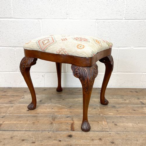 Late Victorian Carved Mahogany Stool
