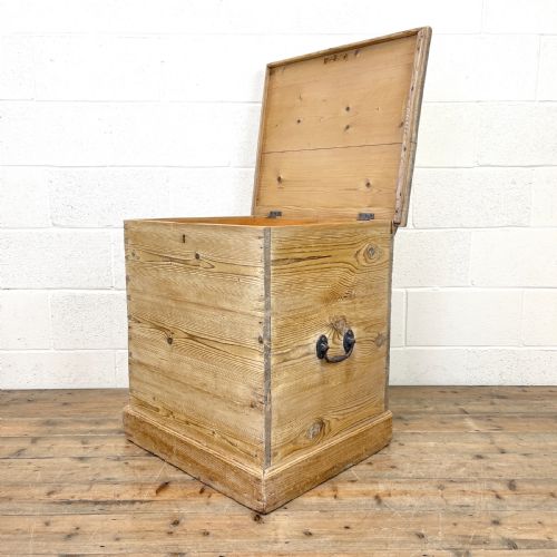 Antique Stripped Pine Storage Box or Trunk