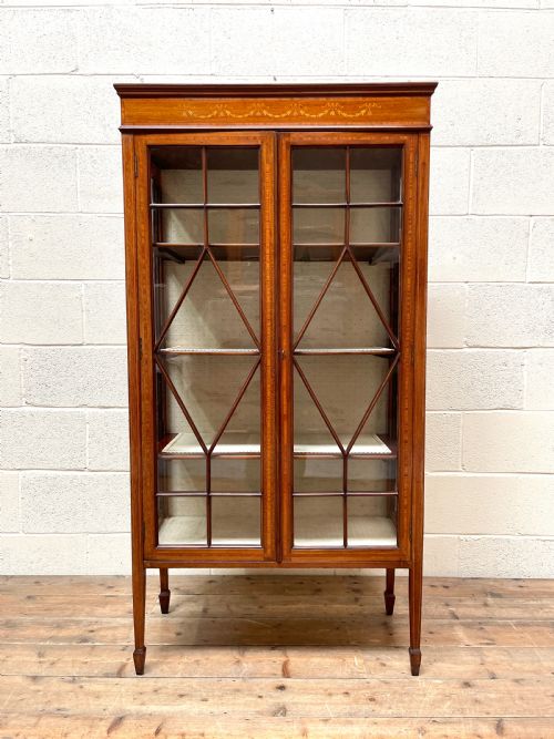 Edwardian Inlaid Mahogany Glass Display Cabinet