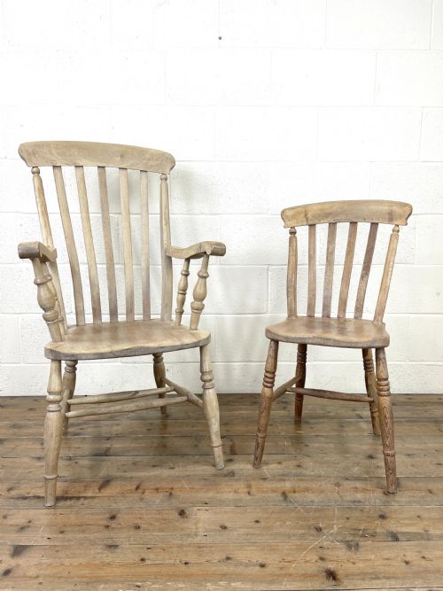 fig 1. Set of Four Slat Back Antique Kitchen Chairs