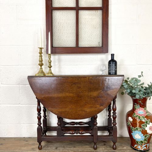 fig 1. 19th Century Antique Oak Gate Leg Table