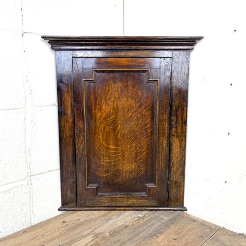 Small Antique Oak Corner Cupboard