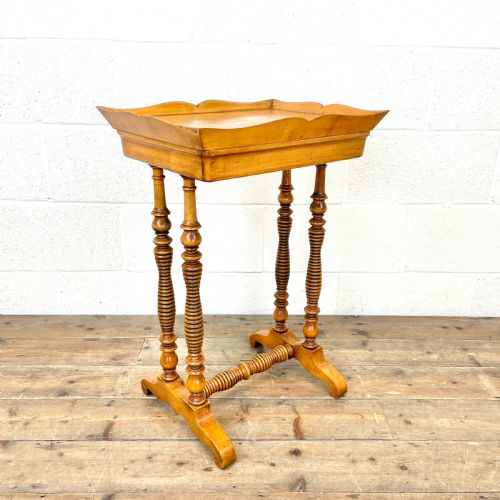 Antique Satin Birch Tray Top Side Table