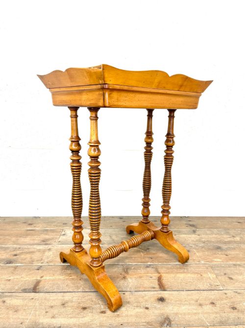 fig 1. Antique Satin Birch Tray Top Side Table