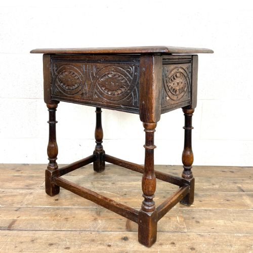 Antique Joined Oak Side Table with Storage