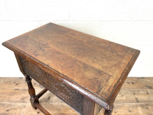 fig 1. Antique Joined Oak Side Table with Storage