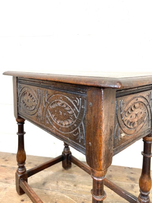 fig 2. Antique Joined Oak Side Table with Storage
