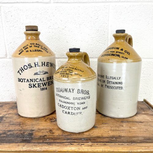 Three Welsh Stoneware Flagons