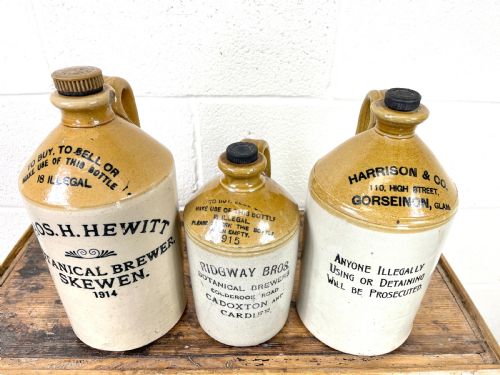 fig 2. Three Welsh Stoneware Flagons