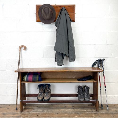 fig 1. Antique Oak and Pine Porch Bench