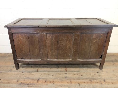 Antique 18th Century Oak Coffer with Three Panel Front