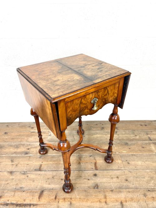 fig 1. 19th Century Walnut Drop Leaf Side Table
