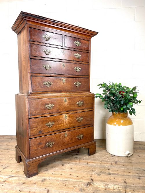 fig 1. Antique Georgian Oak Chest on Chest