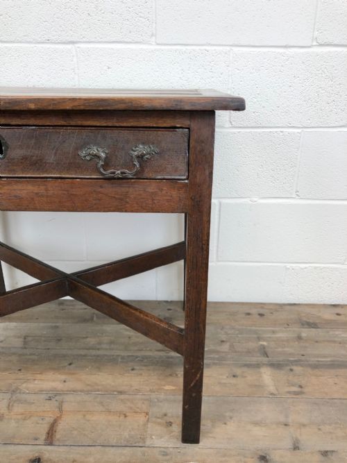 fig 2. ANTIQUE 19TH CENTURY OAK LOWBOY SIDE TABLE