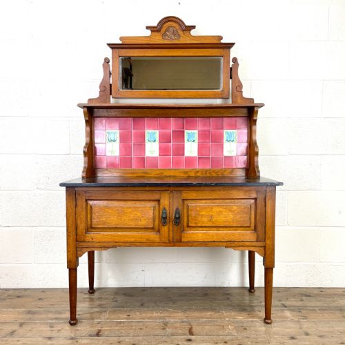 Antique Oak and Marble Washstand