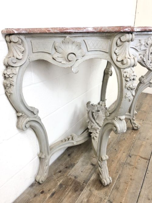 fig 1. ANTIQUE FRENCH MARBLE TOP CONSOLE TABLE