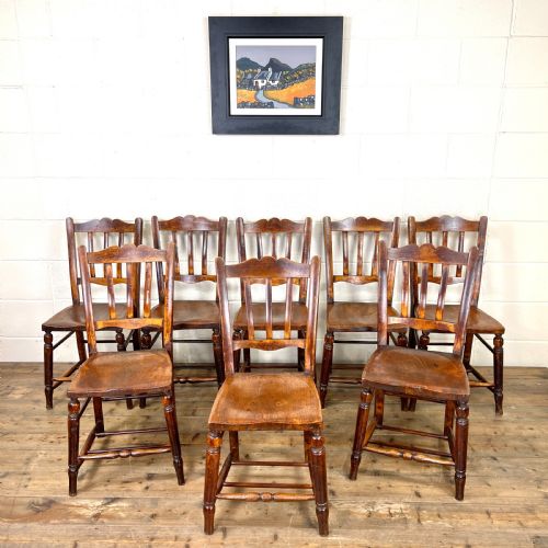 fig 1. Set of Eight Antique Kitchen Chairs