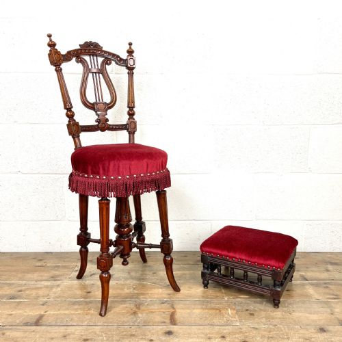 Antique Victorian Musician’s Stool and Footstool