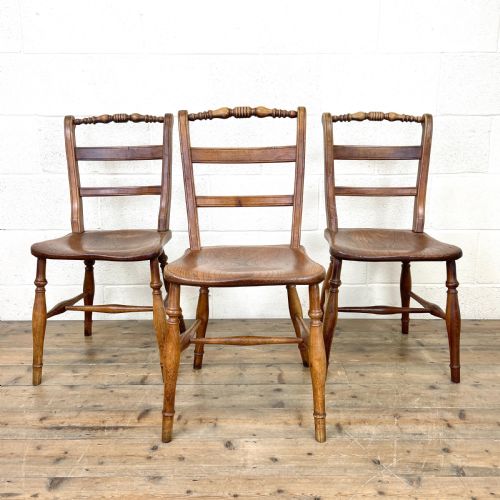 Set of Three Antique Elm Chairs