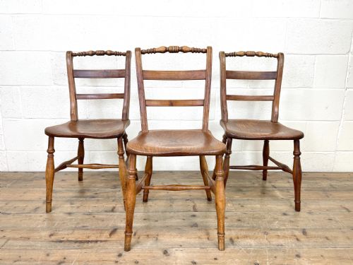 fig 1. Set of Three Antique Elm Chairs