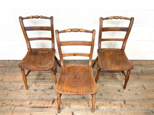 fig 2. Set of Three Antique Elm Chairs