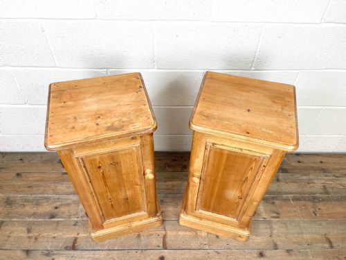 fig 1. Pair of Antique Pine Bedside Cupboards