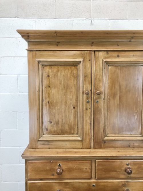 fig 1. ANTIQUE PINE CUPBOARD WITH DRAWERS