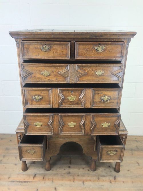 fig 2. 18TH CENTURY ANTIQUE OAK CHEST ON STAND