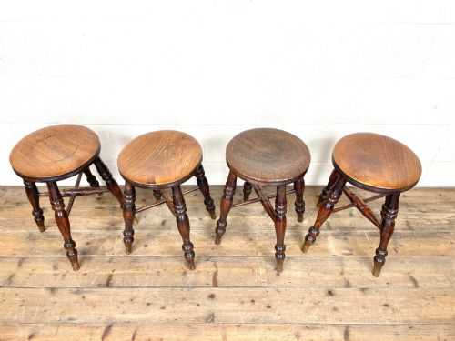 fig 1. Set of Four Antique Elm Stools