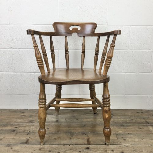 Antique Beech Spindle Back Smoker's Bow Chair