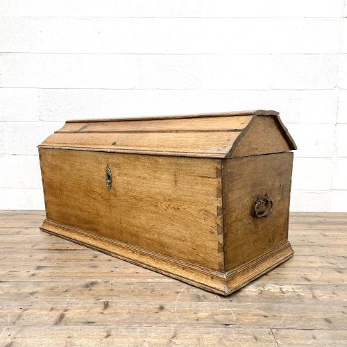 19th Century Antique Oak Dome Top Trunk