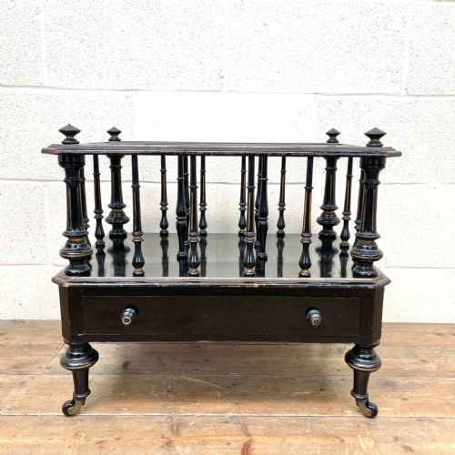 Antique Victorian Ebonised Canterbury Magazine Rack