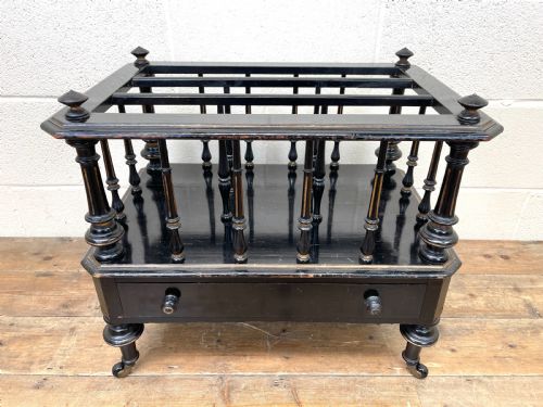 fig 1. ANTIQUE VICTORIAN EBONISED CANTERBURY MAGAZINE RACK