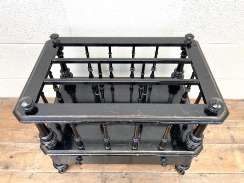 fig 2. ANTIQUE VICTORIAN EBONISED CANTERBURY MAGAZINE RACK