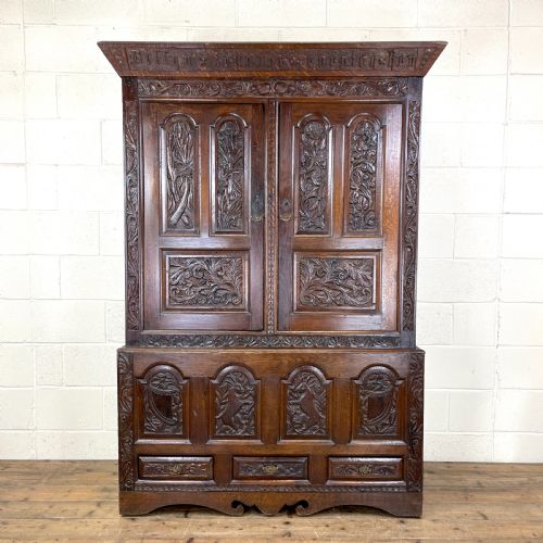 Antique Carved Oak Hanging Cupboard