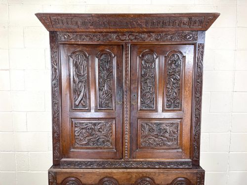 fig 2. Antique Carved Oak Hanging Cupboard