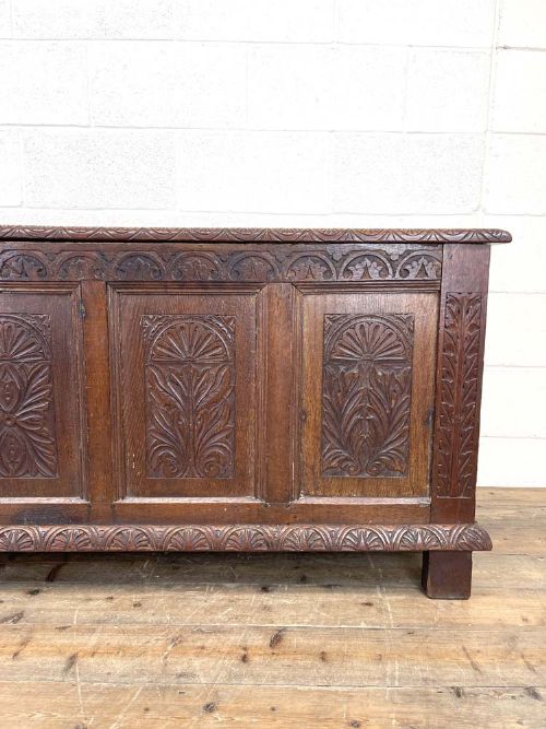 fig 2. HUGE 18TH CENTURY CARVED OAK COFFER